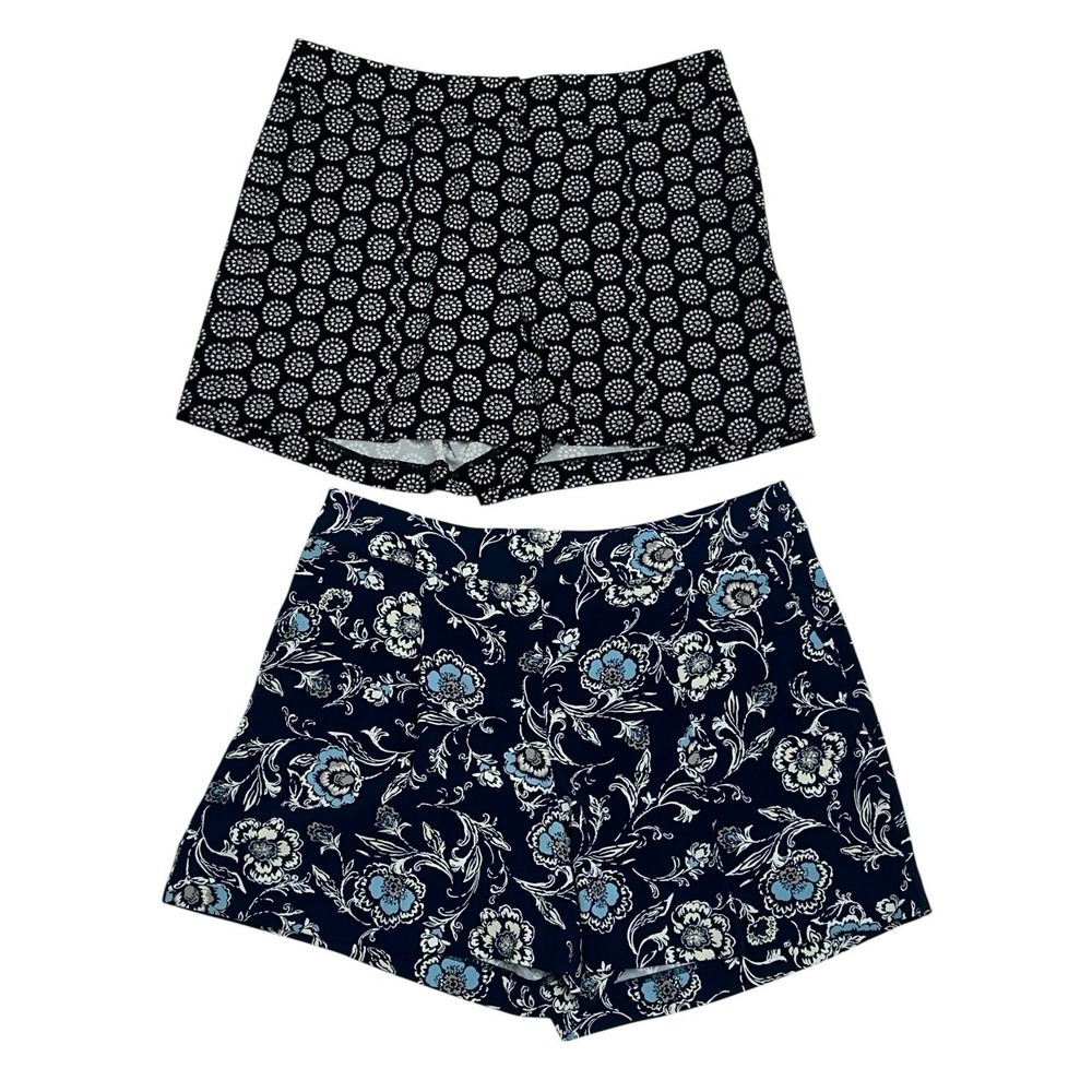 Ann Taylor Women's Size 8 Shorts Lot Of 2 Black Navy White Pockets High Rise